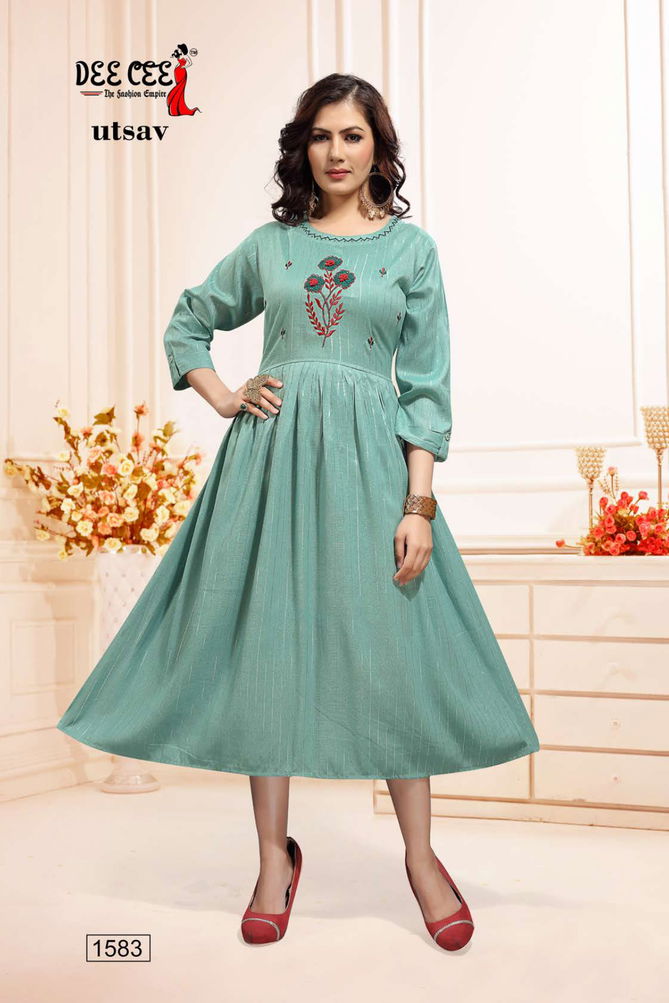 Utsav Dee Cee New Ethnic Wear Designer Rayon Anarkali Kurti Collection 